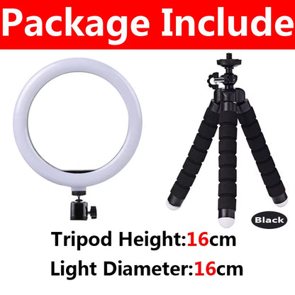 10 Inch LED Selfie Ring Light Dimmable Photography Fill Lamp with Mini Tripod for Phone Tiktok Live Video Photo Studio Ringlight