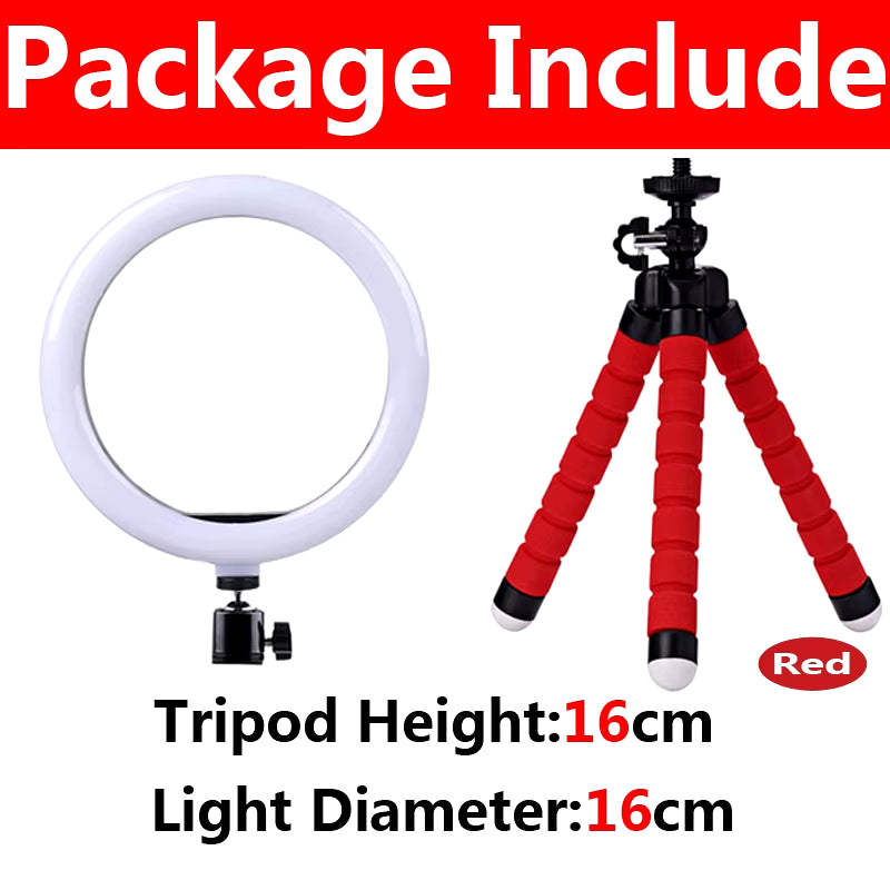 10 Inch LED Selfie Ring Light Dimmable Photography Fill Lamp with Mini Tripod for Phone Tiktok Live Video Photo Studio Ringlight