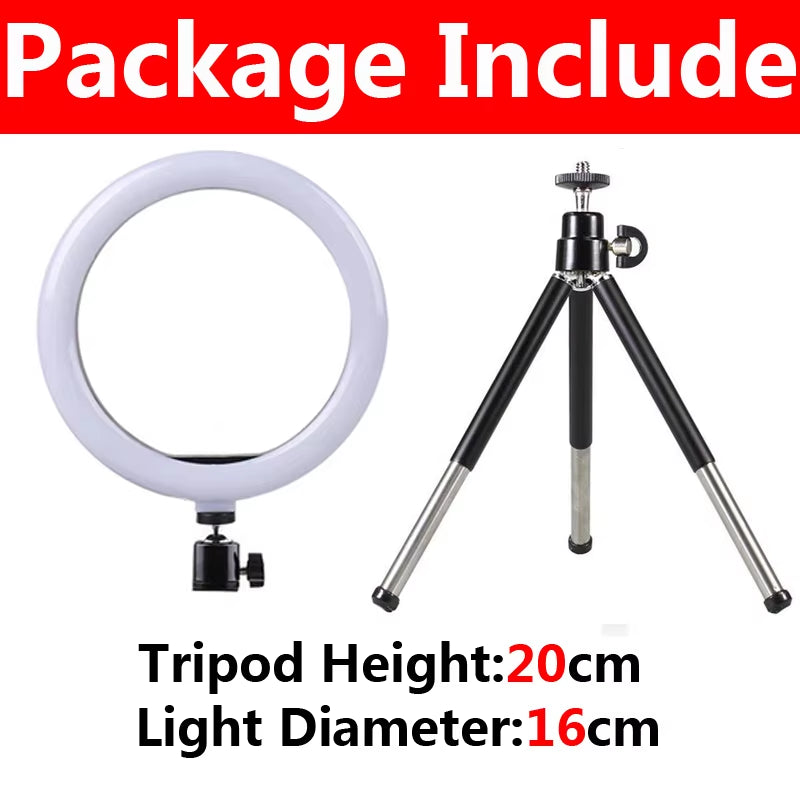10 Inch LED Selfie Ring Light Dimmable Photography Fill Lamp with Mini Tripod for Phone Tiktok Live Video Photo Studio Ringlight