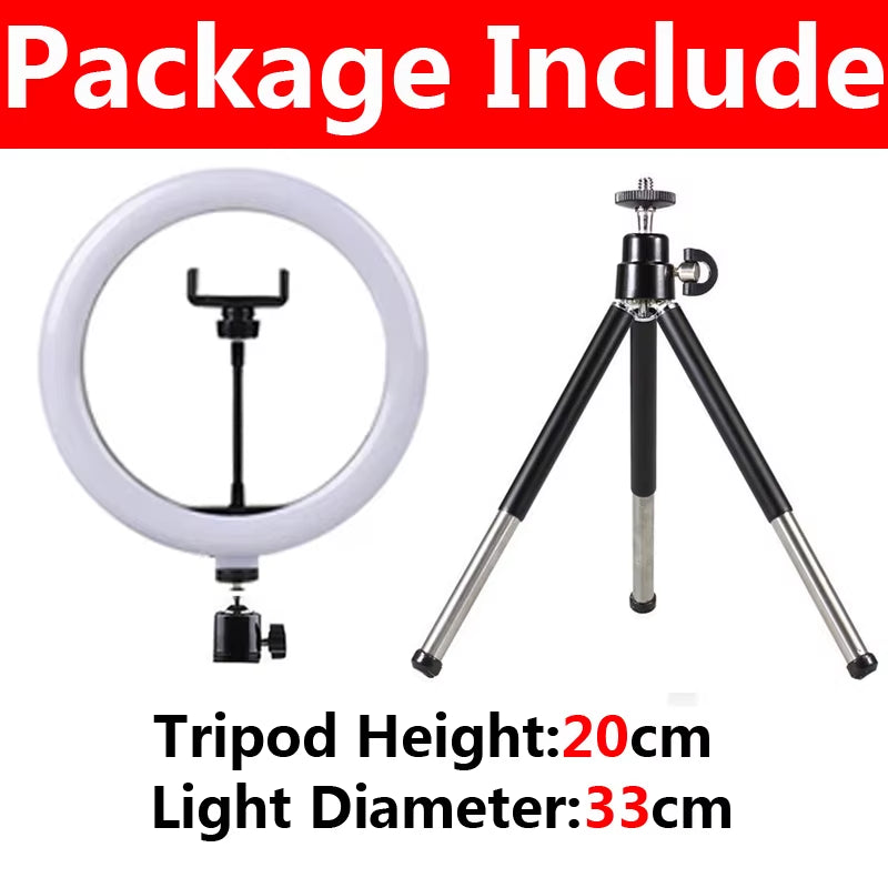 10 Inch LED Selfie Ring Light Dimmable Photography Fill Lamp with Mini Tripod for Phone Tiktok Live Video Photo Studio Ringlight