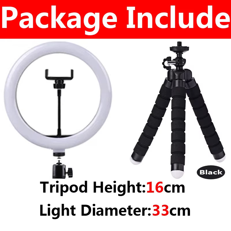 10 Inch LED Selfie Ring Light Dimmable Photography Fill Lamp with Mini Tripod for Phone Tiktok Live Video Photo Studio Ringlight