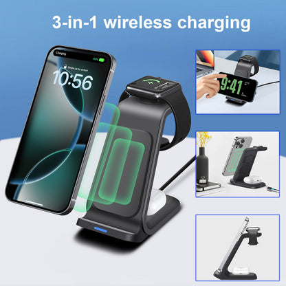Wireless Charger Dock Charging Station 3 in 1 for Apple Watch Iphone 17 16 15 14